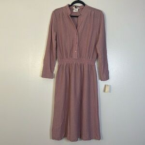 Sears | New VINTAGE pink textured midi dress Women’s size 14 (more like 10) vtg